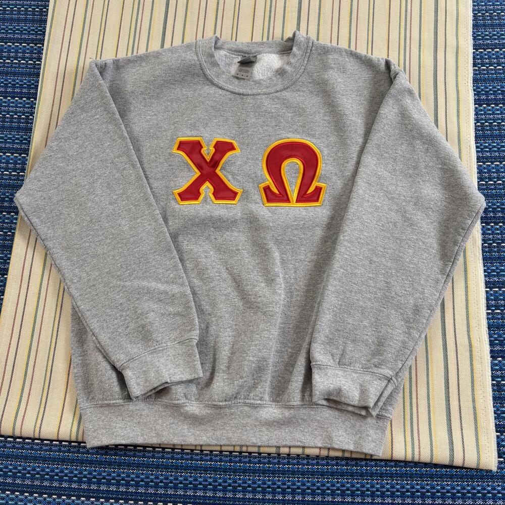 Chi Omega Sorority Gildan Sweatshirt Womens Medium Gray Greek College Pullover E